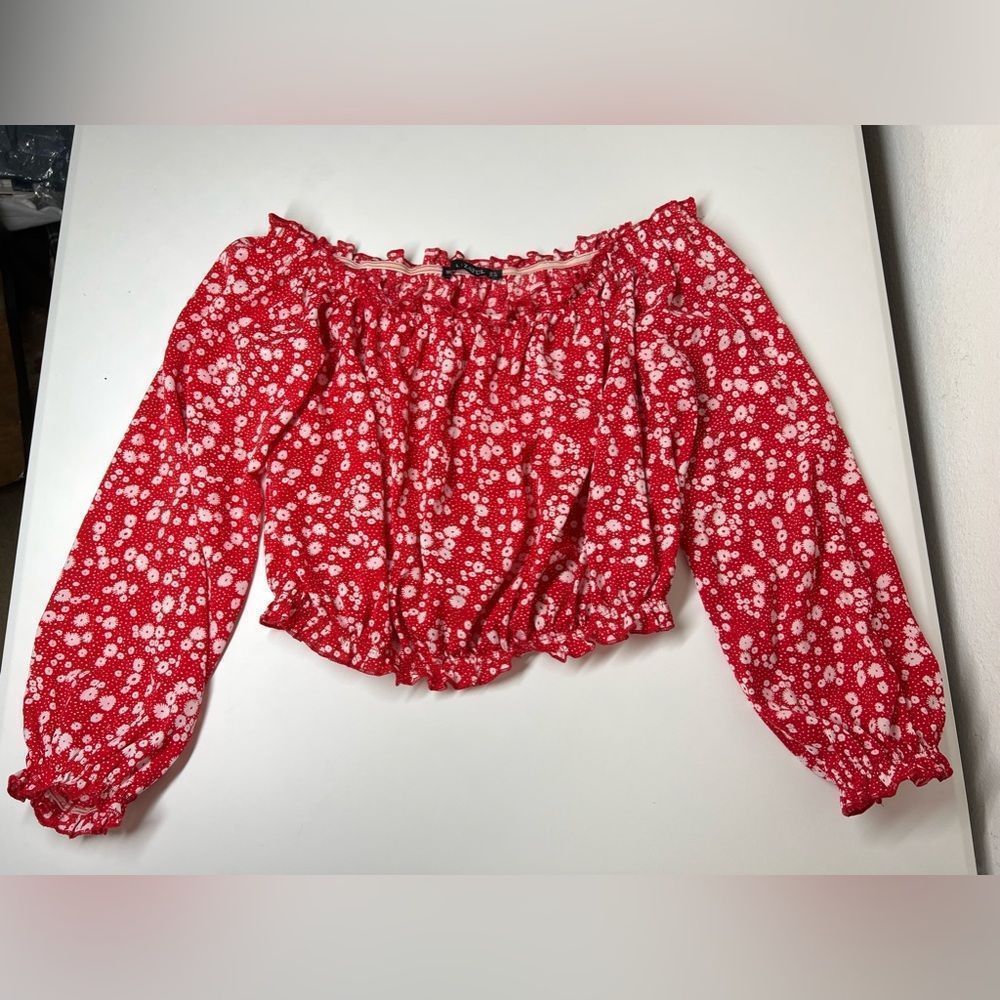 Zaful Flowy Off Shoulder Crop Top Size 8 - Picture 5 of 8